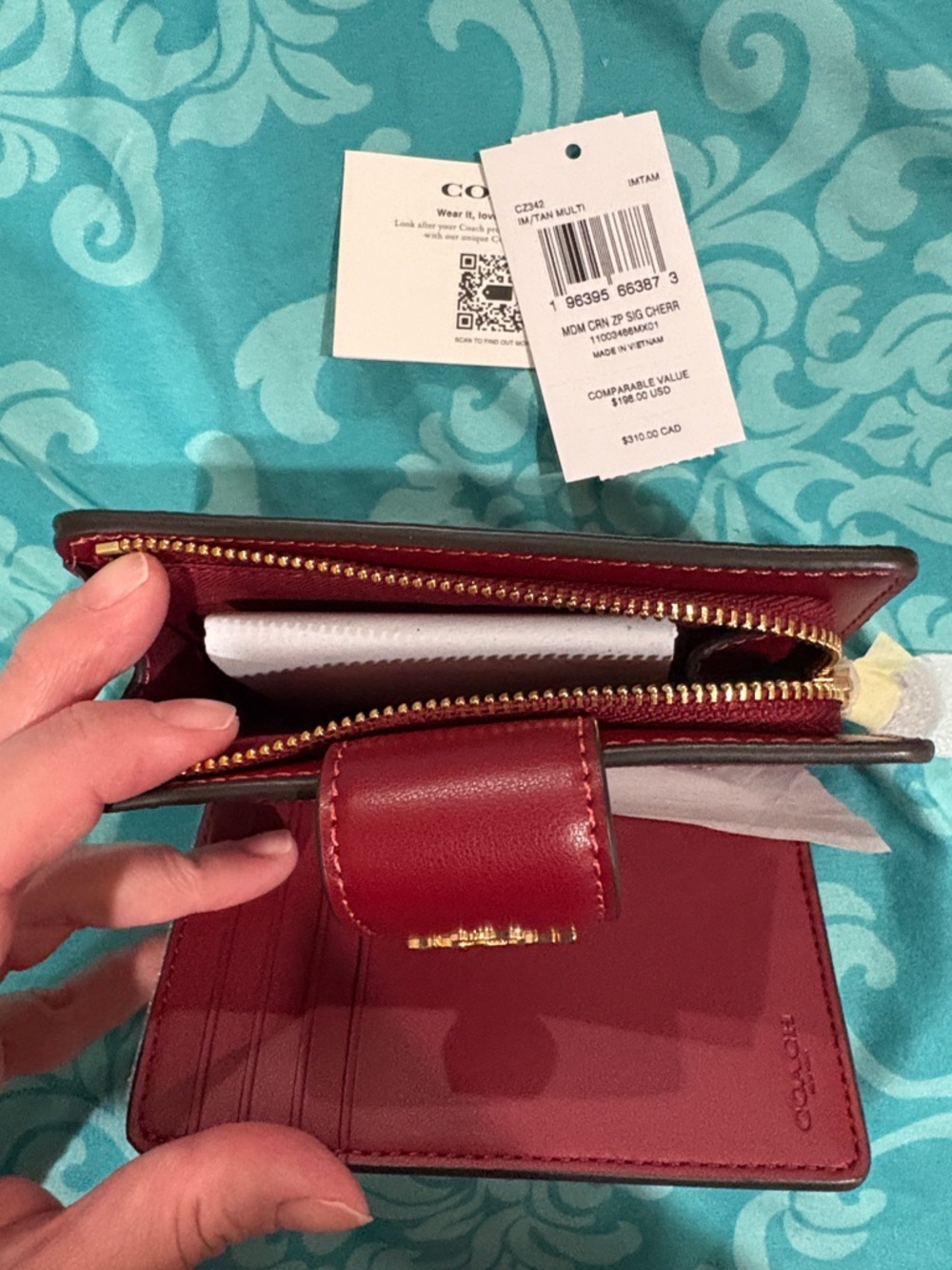 Coach signature cherry wallet in tan multi - Picture 5 of 8